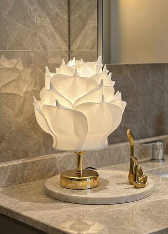 Lampa de masa, L'essentiel Maison, 627GNT1021, Alb / Auriu strălucitor