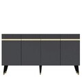 Consola, Olivia, Defne, 150x80x40 cm, PAL , Antracit / Aur