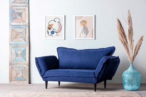 Canapea extensibila Vino Daybed, Futon, 3 locuri, 200×70 cm, metal, bleumarin Futon