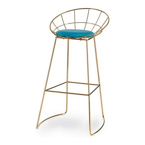 Scaun de bar Brielle, Gift Decor, 51 x 94 x 52 cm, fier/poliester, albastru/auriu albastru/auriu