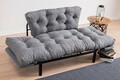 Canapea extensibila 2 locuri PWF-0018, Pakoworld, 155x73x85 cm, metal/textil, negru/gri
