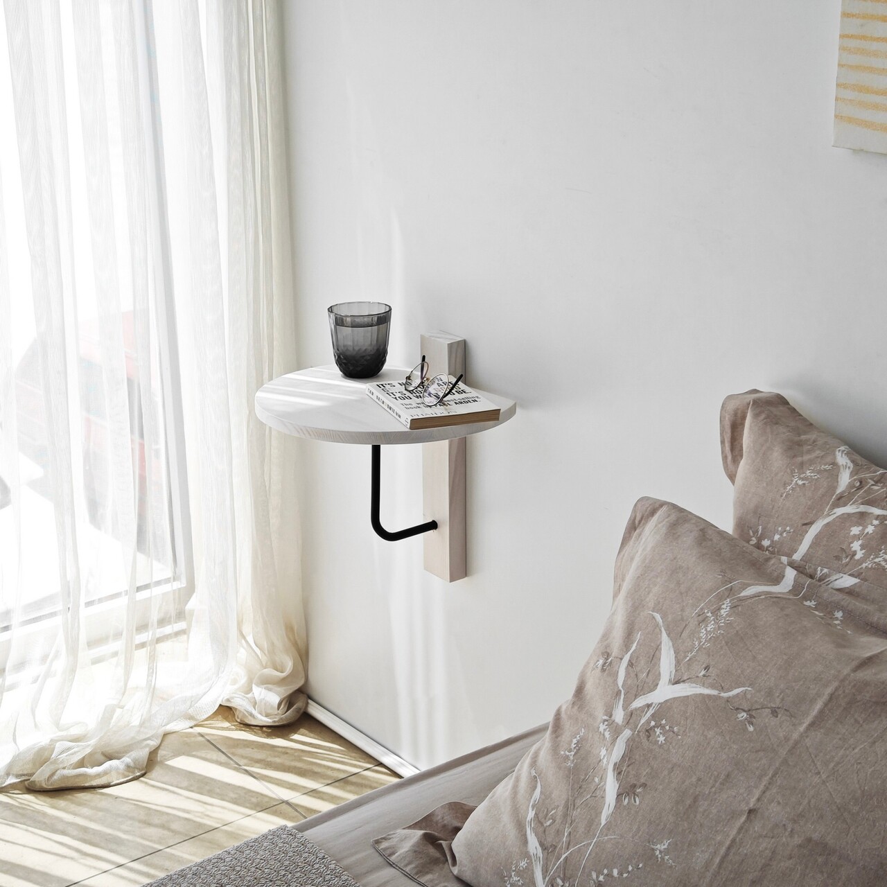 Raft de perete, Neostill, Reve, 35x35 cm, Lemn masiv, Alb/Negru - 1 | YEO