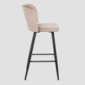 Scaun de bar Hana Reducido, Homla, 52x44x89 cm, metal/MDF/catifea din poliester, bej