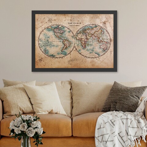 Tablou decorativ, The World (55 x 75), MDF , Polistiren, Multicolor Colton
