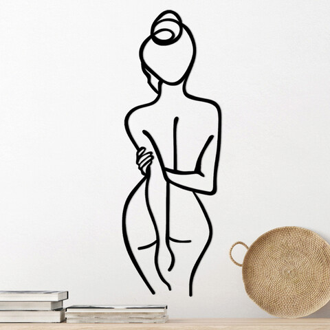 Decoratiune de perete, woman body, metal, dimensiune: 72 x 0,15 x 26 cm, negru