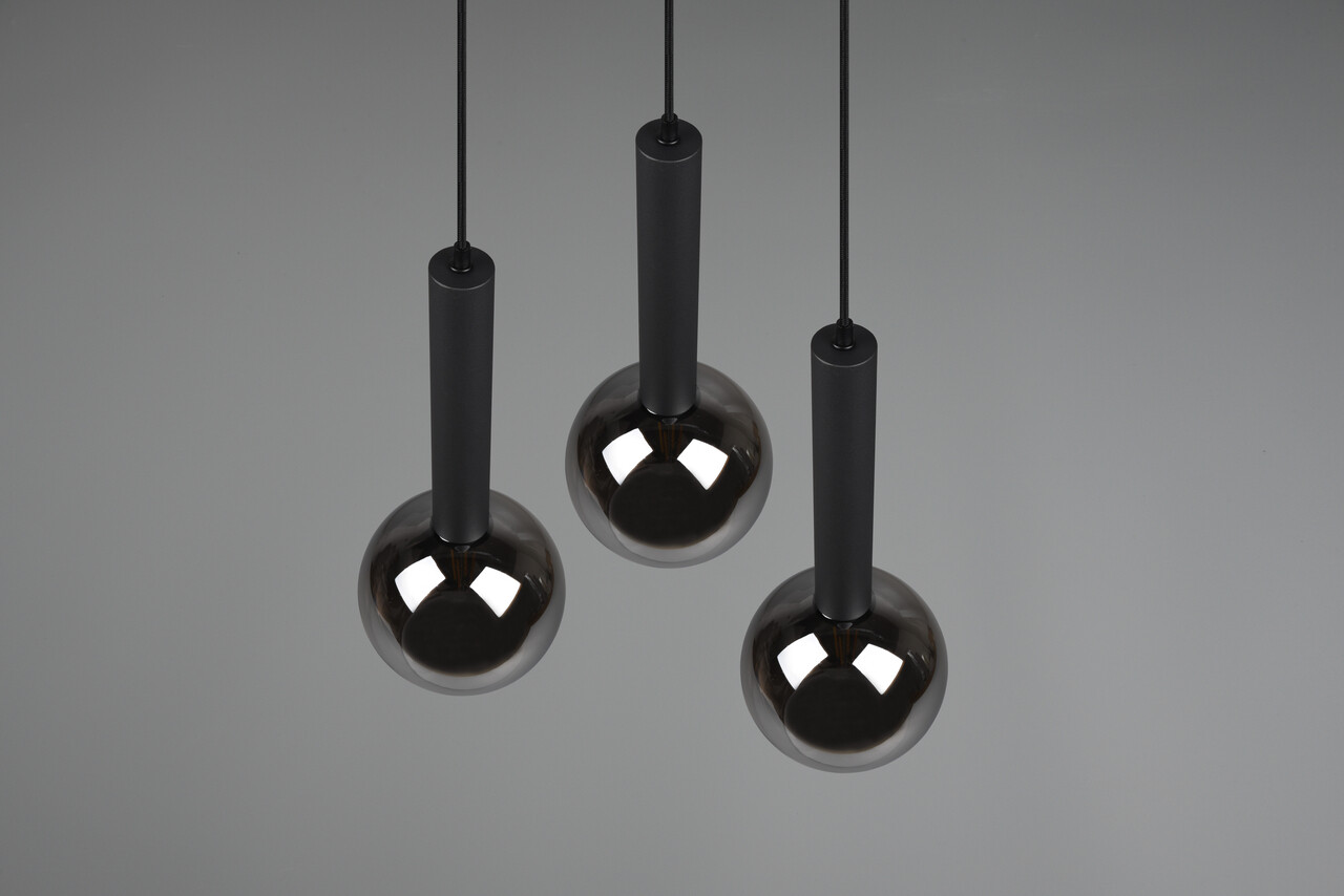 Lustra Clayton, TRIO, 45x150 cm, 28W, 3x E27, metal, negru mat