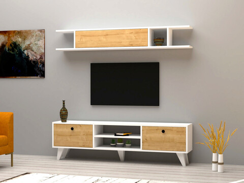 Comoda tv, puqa design, italo, pal, alb / pin