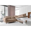 Coltar extensibil dreapta 4 locuri ELTAP, RT-20NU, Noble, 255x201x100 cm, lemn/poliester, maro deschis
