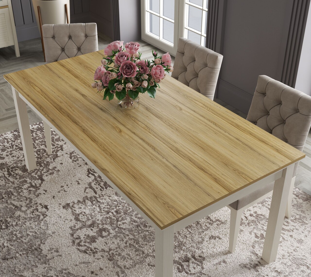 Masa, Hanah Home, FRN-21023, 180.2x77.6x90.2 cm, PAL, Crem / Gri - view 2