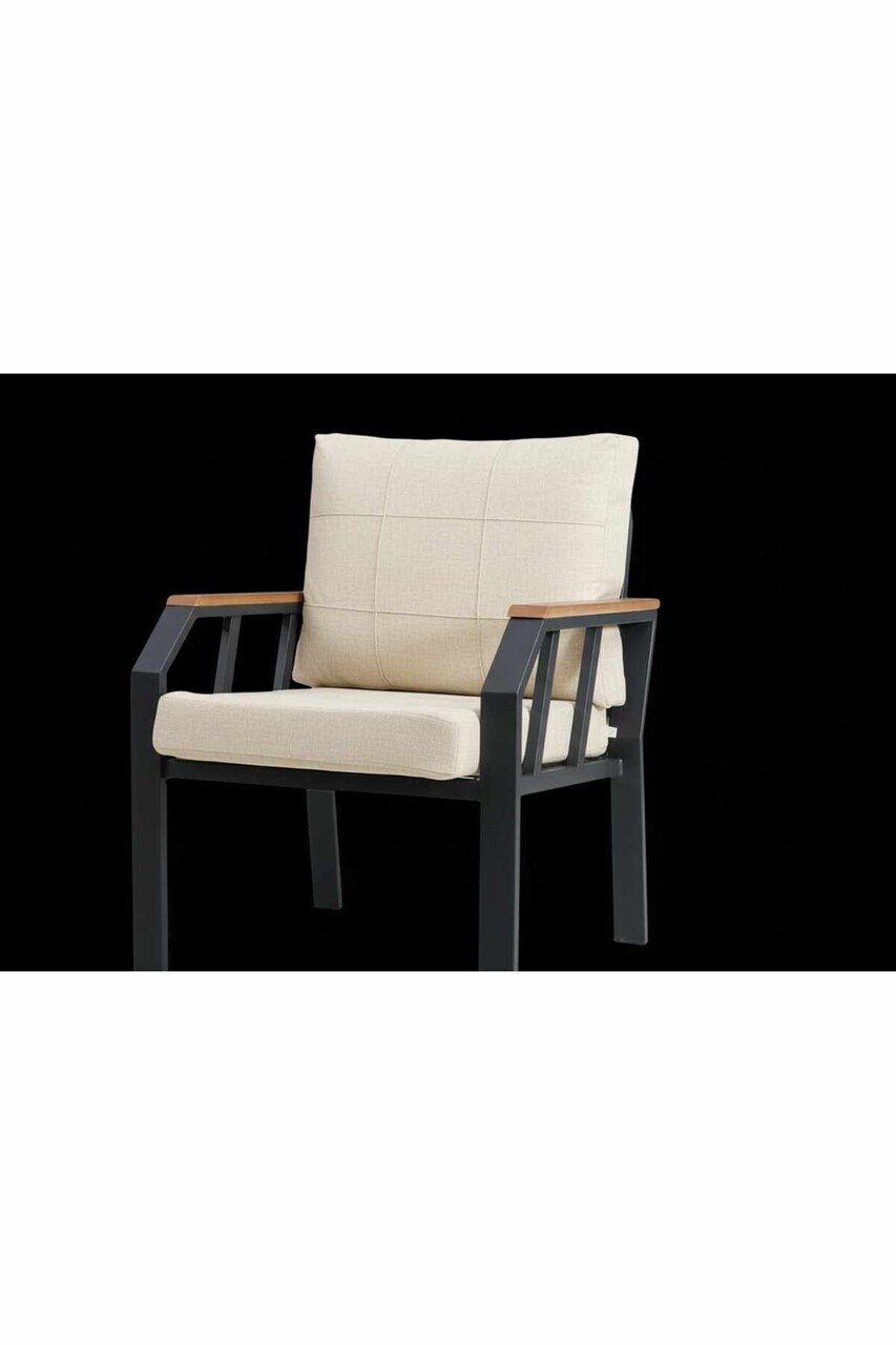 Set mobilier de gradina, Hanah Home, Nergiz 3+1+1, Metal, Bej - view 2