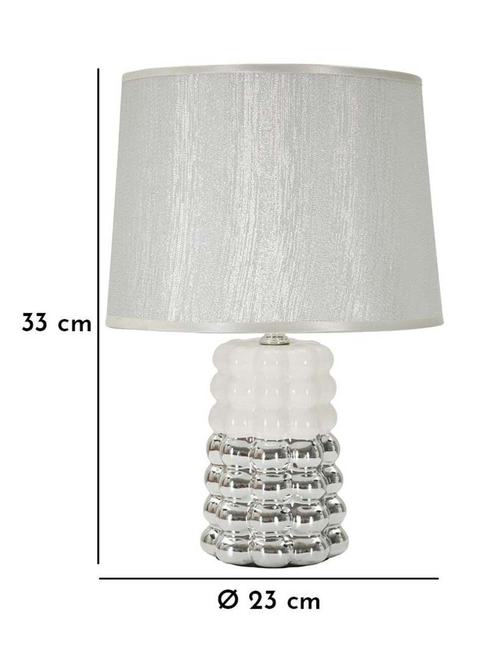 Lampa de masa Lace, Mauro Ferretti, 1 x E14, 40W, 23x33 cm, ceramica/fier, alb/argintiu