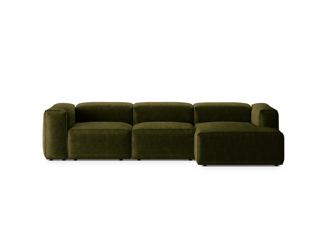 Coltar dreapta 3 locuri, Bergamo, Cosmopolitan Design, 304x152x70 cm, catifea chenille raiata, verde