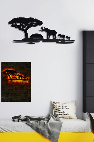 Decoratiune luminoasa led, safari, mdf, 60 led-uri, galben rosu