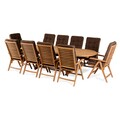 Set 10 scaune cu spatar reglabil si masa extensibila, Tropical, lemn, natur/maro
