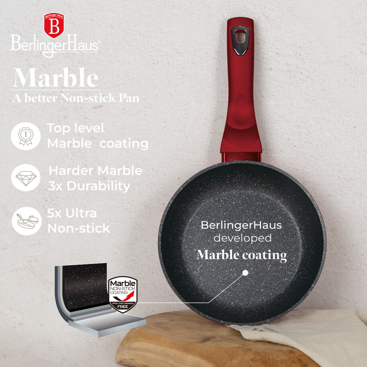 Set pentru gatit Berlinger Haus, Burgundy, 11 piese, aluminiu forjat, rosu - imagine 16