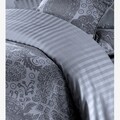 Lenjerie de pat pentru doua persoane King Size, Christian Lacroix, 3 piese, 100% bumbac satinat, gri