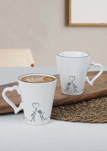 Set 2 cani ST008402F004, Keramika, Ø9 cm, 275 ml, gresie, alb Keramika