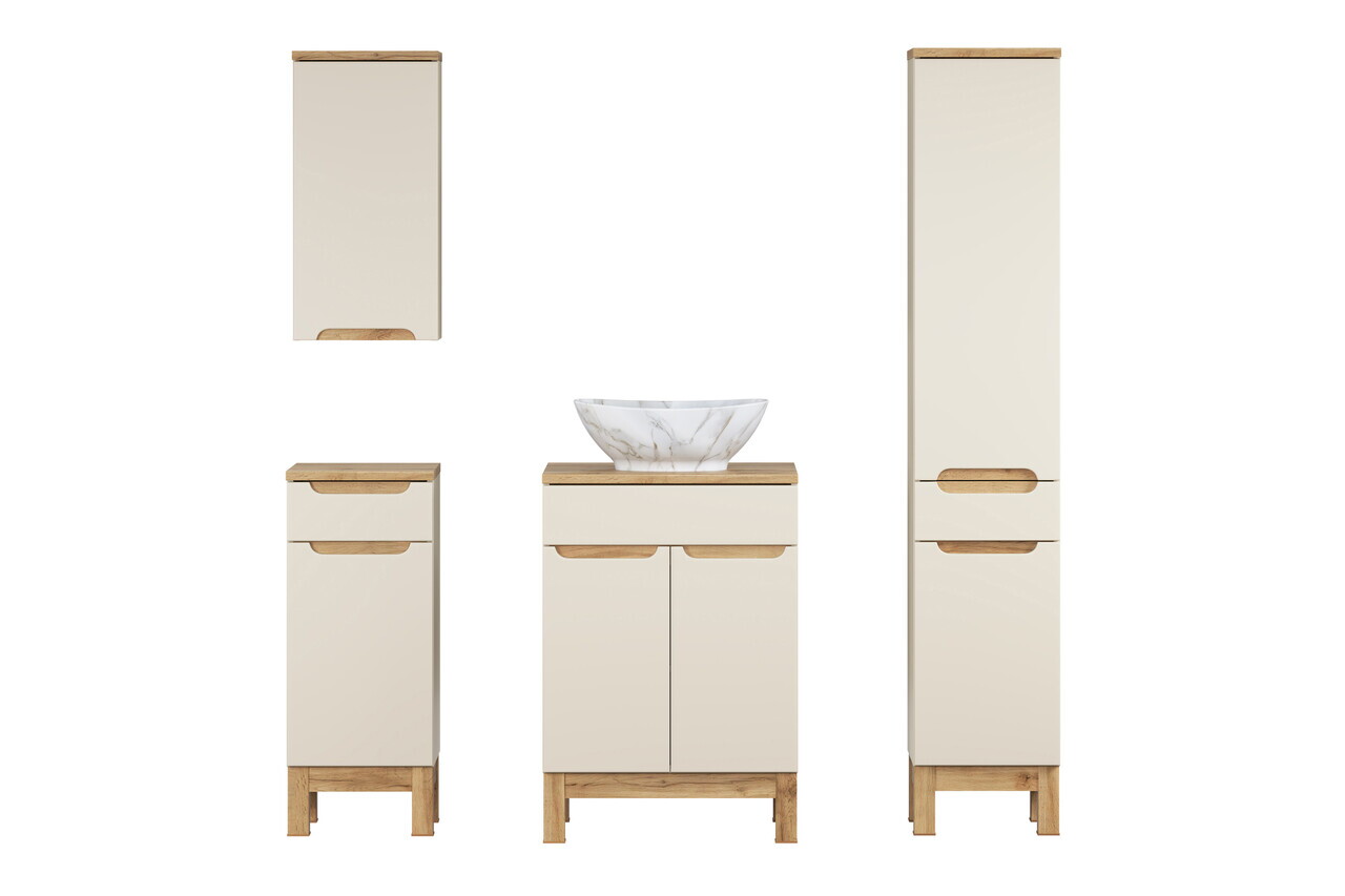Set mobilier baie Bali Cashmere Wotan Pati 60 cm, dulapuri si masca cu lavoar, Comad, MDF/PAL, casmir - view 3