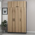 Dulap pentru haine, Minerva, Minar 235, 135x235x52 cm, PAL, Dore / Antracit