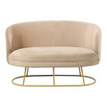 Canapea 2 locuri Rony, Pakoworld, 135x75x85 cm, poliester, bej/auriu