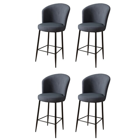 Set scaune  de bar 4 piese, Charlotte, Alte, Metal, Antracit / Negru