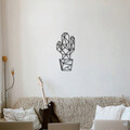 Decoratiune de perete, Cactus Metal Decor, metal, 26 x 55 cm, negru