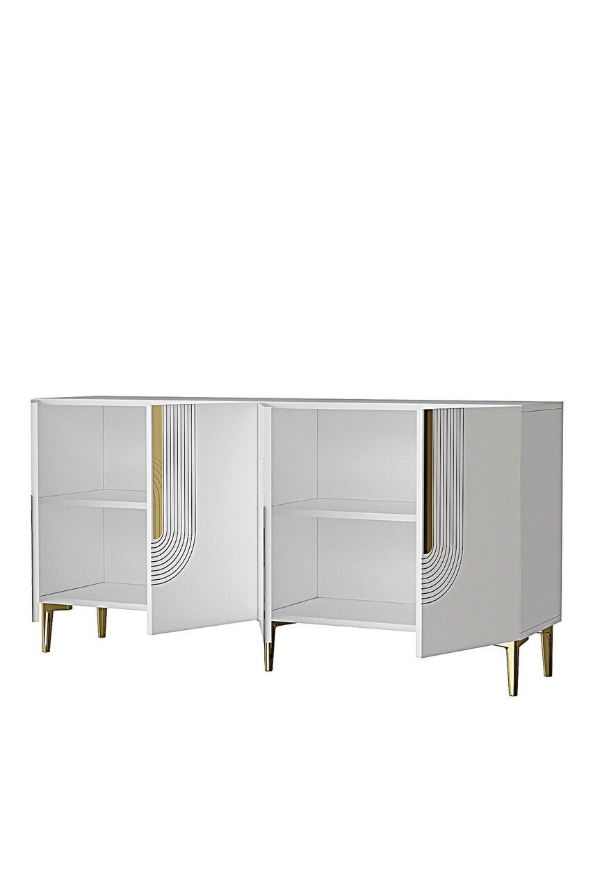 Consola, Hanah Home, Meyra 180, 180x75x32 cm, Alb/Auriu — imaginea 7