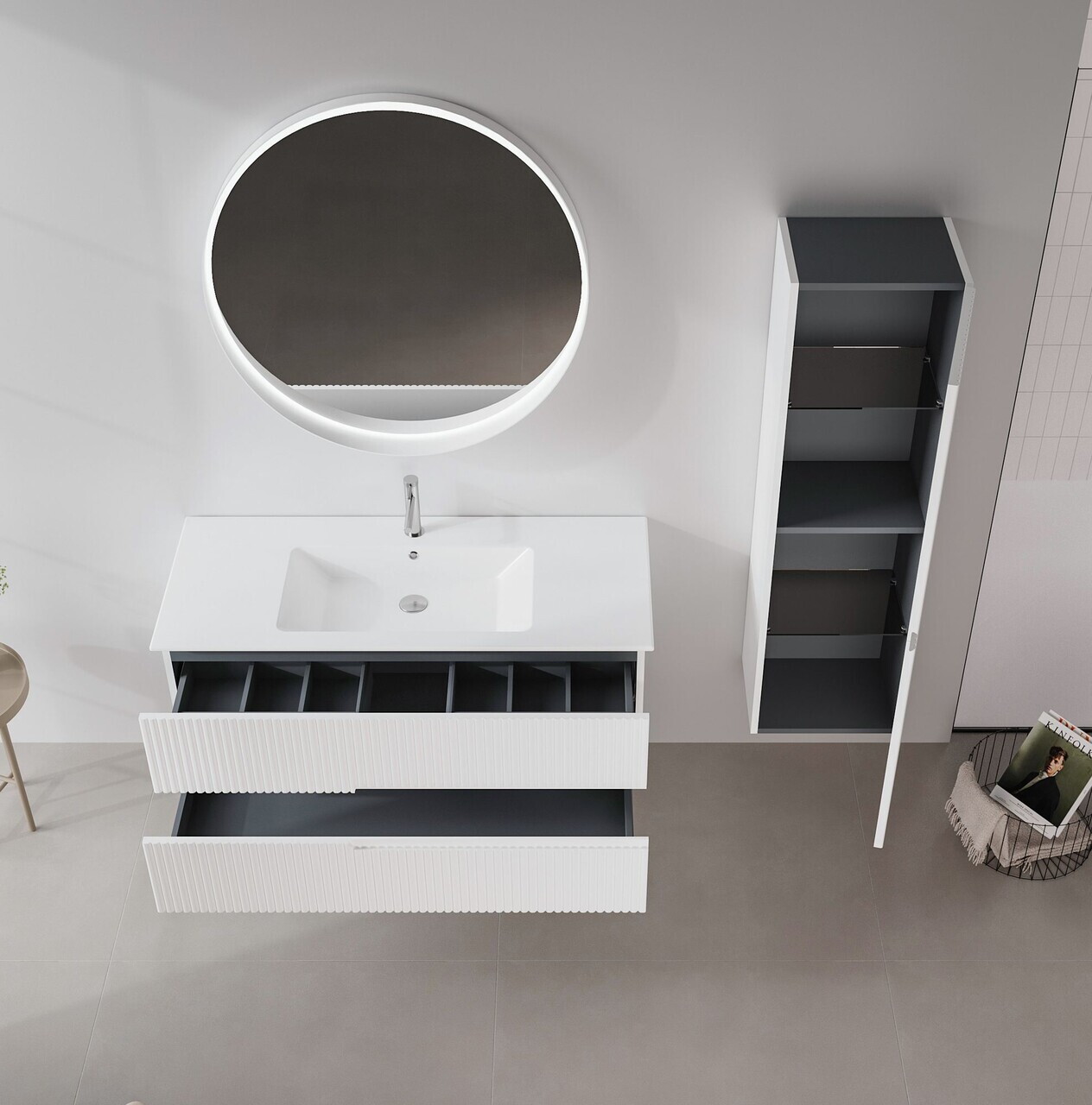 Oglinda decorativa, Hanah Home, Moonlight 90 v2, Alb mat — imaginea 5