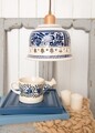 Lustra Radacini Laleaua decor albastru, Deco Republic, E27, 1x60W, ceramica autentica Corund