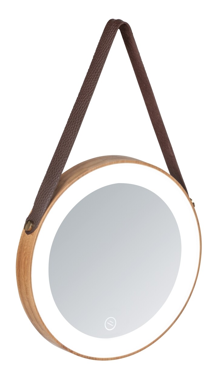 Oglinda, Wenko, Usini, 20.5 x 2.6 cm, bambus/sticla, maro/alb