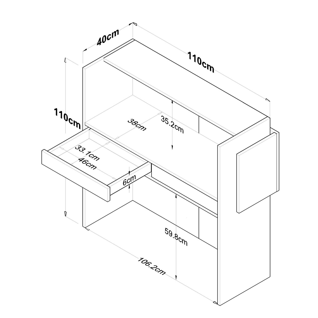 Masa de receptie, Hanah Home, MA102, 110x110x40 cm, Alb / Antracit - view 10