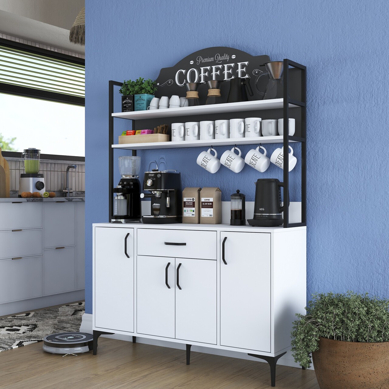 Dulap multifunctional, Rani, JE130, 120x183.6x40 cm, PAL, Alb - 1 | YEO