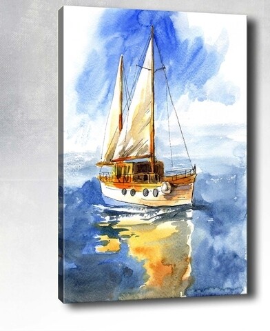 Tablou decorativ Sail Boat, Tablo center, 50x70 cm, canvas, multicolor