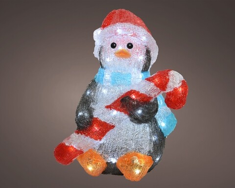 Decoratiune luminoasa Penguin, Lumineo, 28.5x33.5x41 cm, 50 LED-uri, lumina rece