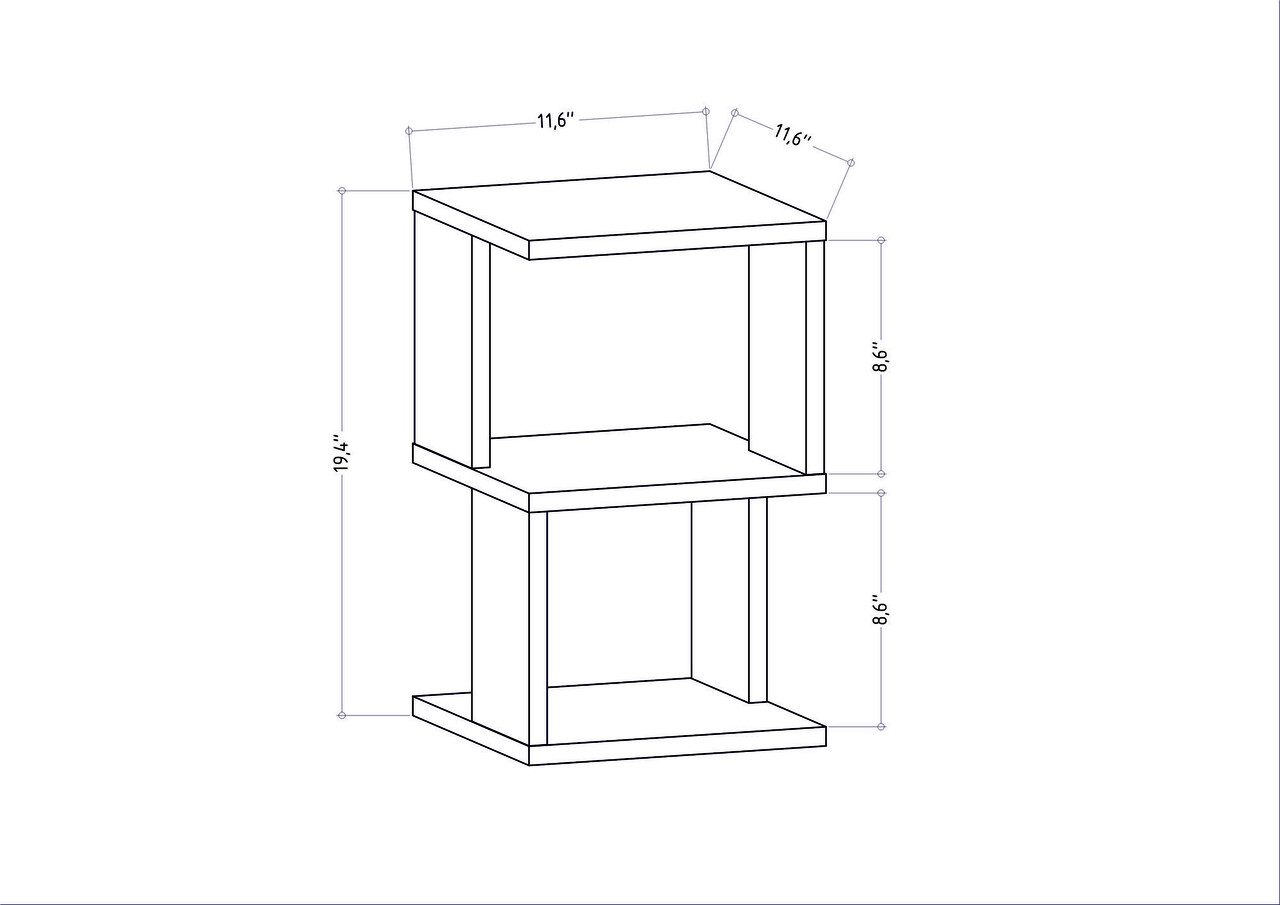 Noptiera, Retricy, Carter, 29.6x29.6x49.4 cm, PAL, Alb / Antracit