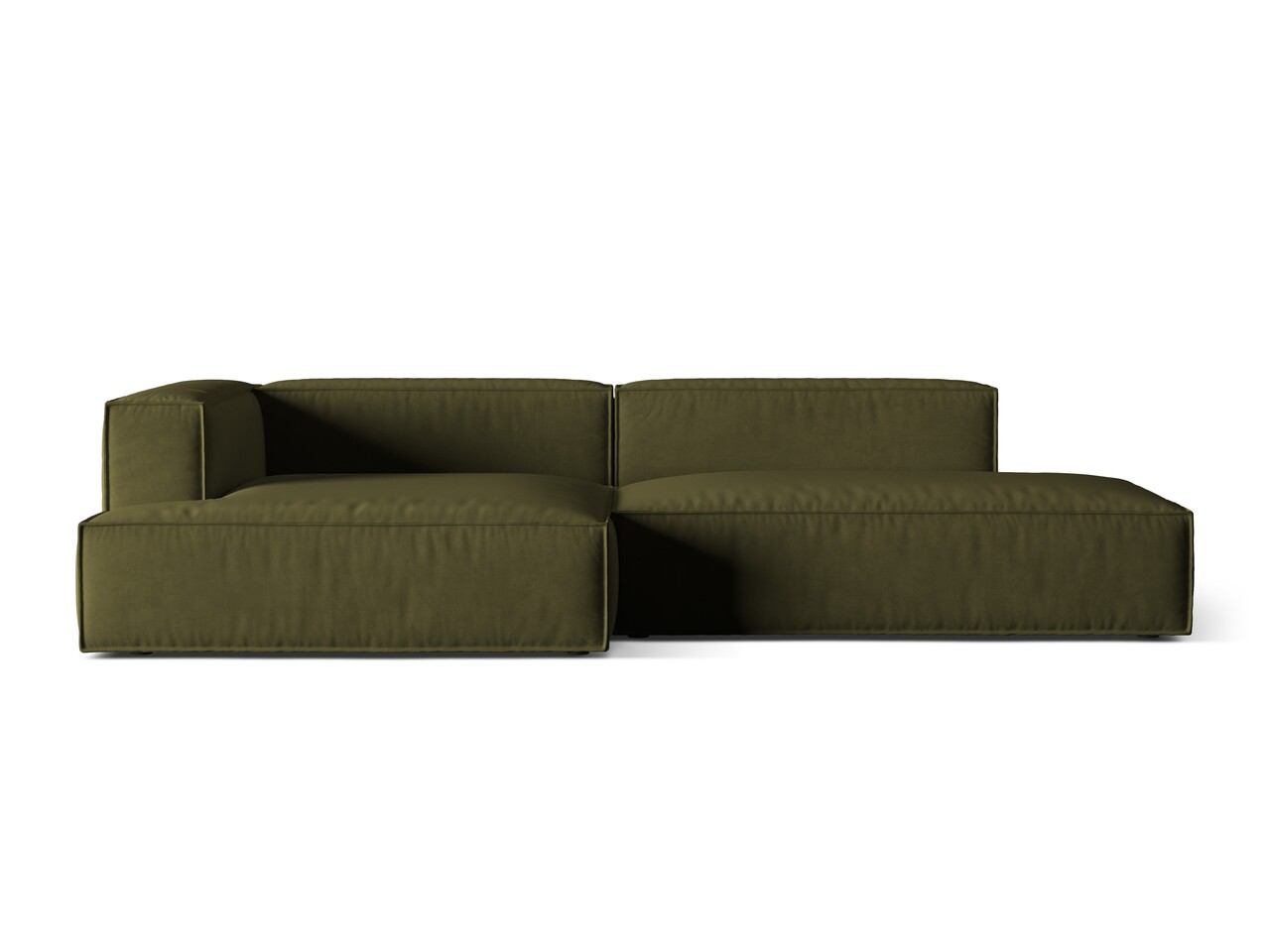 Coltar modular stanga 4 locuri, Nuria-88, Micadoni Home, 312x147x72 cm, catifea, verde moss melange Colțare 2