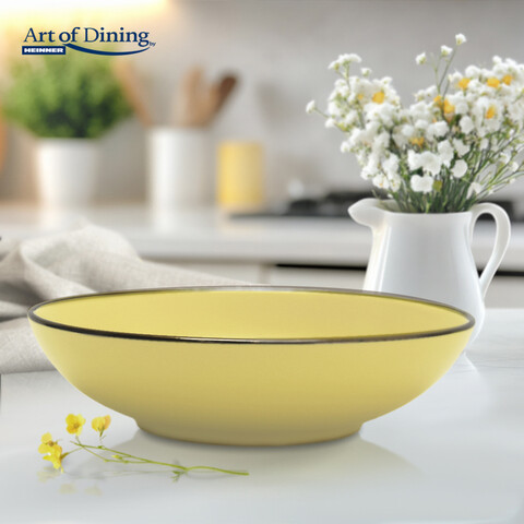 Set 6 farfurii adanci Medeea, Art of Dining by Heinner, 20 cm, ceramica, galben/negru