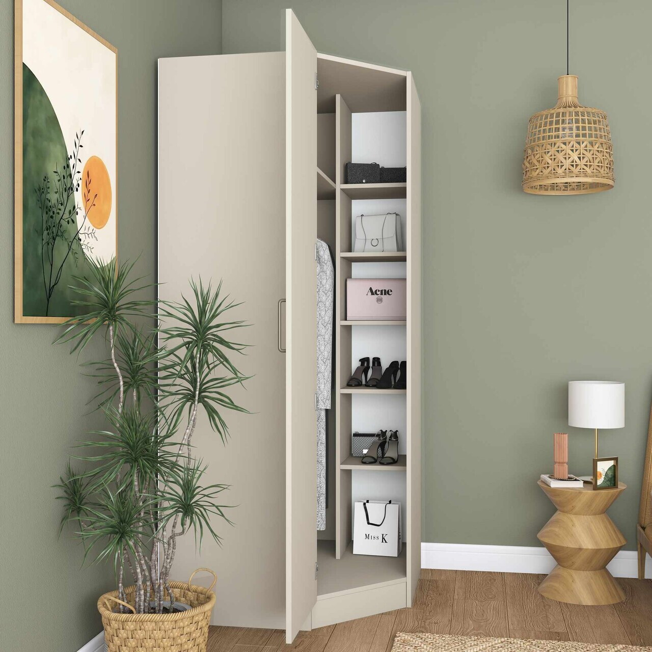 Dulap pentru haine, Hanah Home, BA252, 91x210x57.5 cm, Gresie — imaginea 2