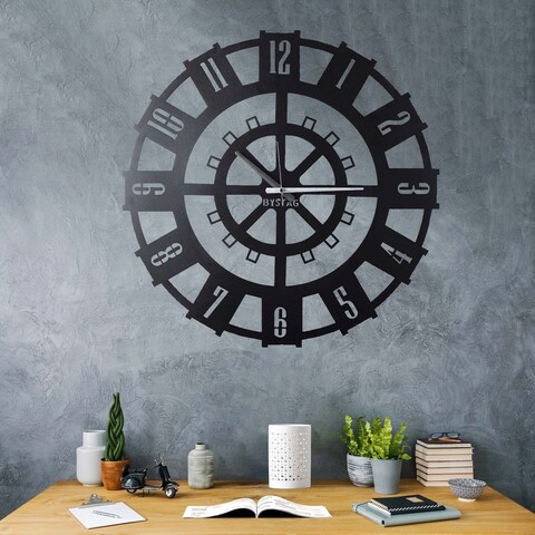 Ceas de perete, stone xl, metal, dimensiune: 70 x 70 cm, negru
