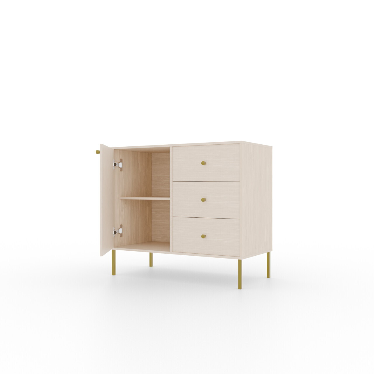 Comoda ADRK, Tili 1D 3S, 83.6x40.8x73.9 cm, PAL laminat, bej — imaginea 4