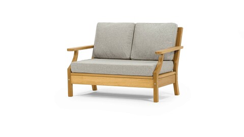 Canapea, My Interior, Frenze Double, 138 x 78 x 88 cm, lemn Iroko/textil, maro/gri