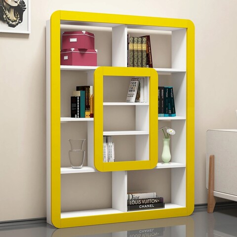 Corp biblioteca, hommy craft, orkide, 108.4x140x21.8 cm, alb / galben