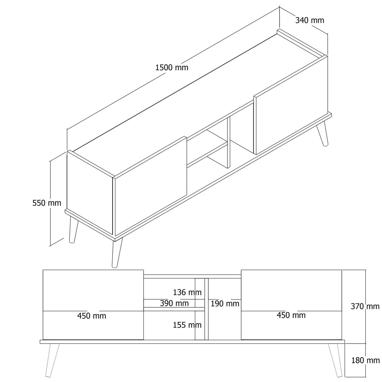 Comoda TV, Hanah Home, Carmen, 150x52x34 cm, Stejar - view 7