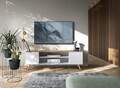 Comoda TV ADRK, Petra, 155x40x50 cm, PAL laminat, alb/natur