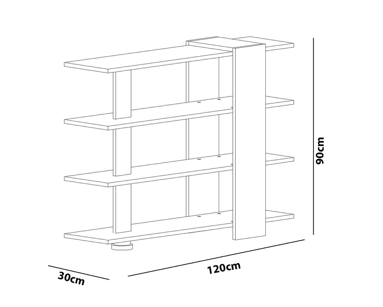 Corp biblioteca, Decorotika, Nur, 120x90x30 cm, Alb/Maro