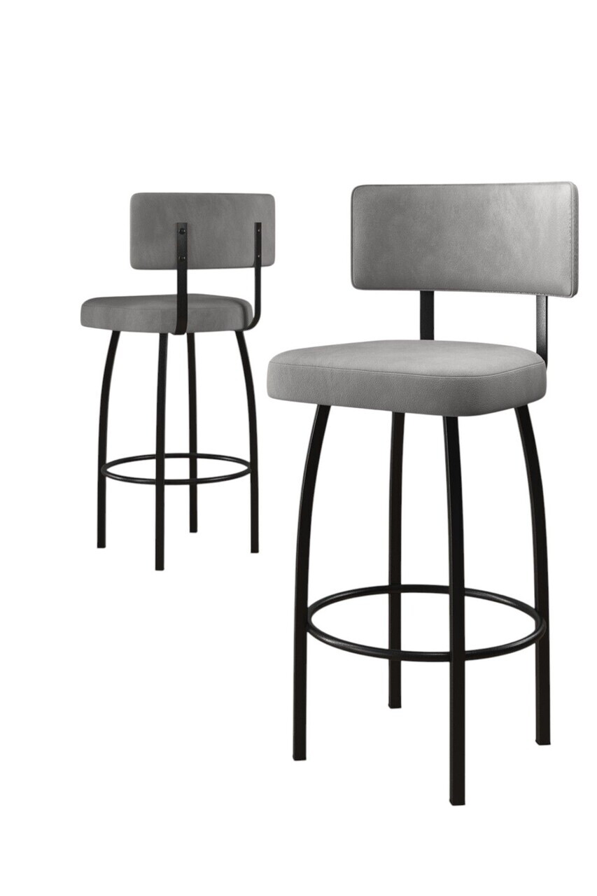 Set scaune  de bar 4 piese, Hanah Home, Wosa, Gri/Negru — imaginea 2
