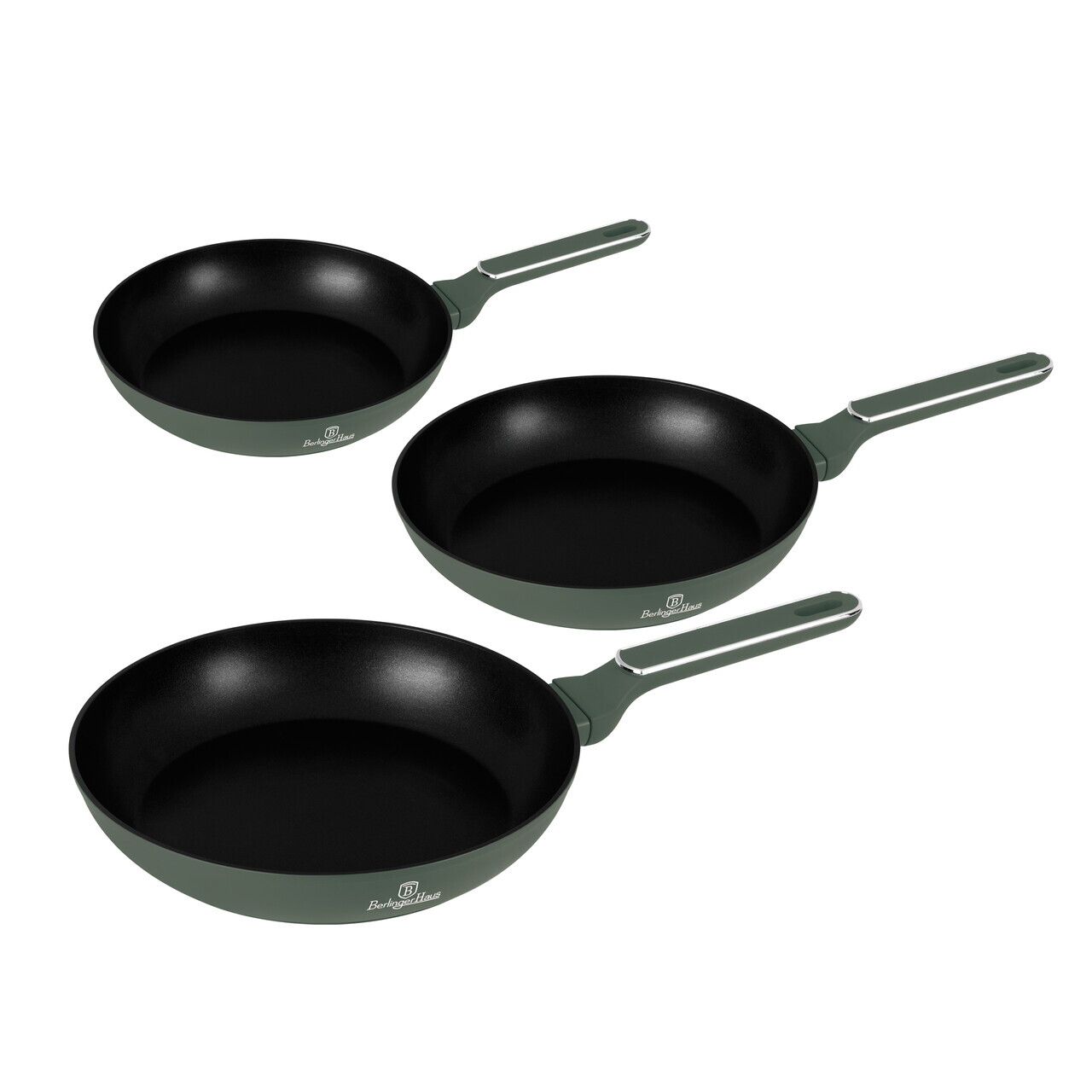 Set 3 tigai Berlinger Haus, Matte Green, 20/24/28 cm, aluminiu forjat, verde mat - view 3