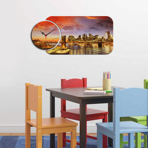 Set ceas si tablou decorativ, yms-44, mdf , dimensiune: 68 x 32 cm, multicolor