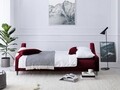 Canapea extensibila, Lilas, Mazzini Sofas, 3 locuri, cu lada de depozitare, 215x94x90 cm, catifea, rosu