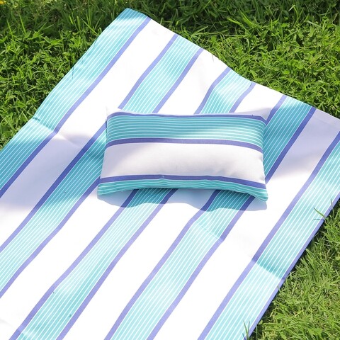 Set patura + perna pentru plaja Stripes, Valeria, polipropilena, albastru - 2 | YEO